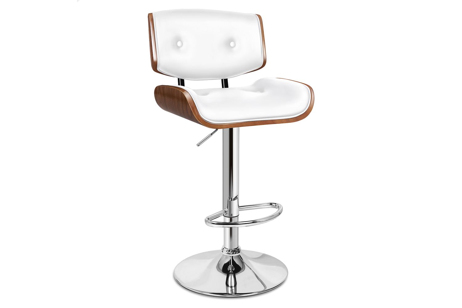 Alfordson Odette Bar Stool | Swivel | Faux Leather | White