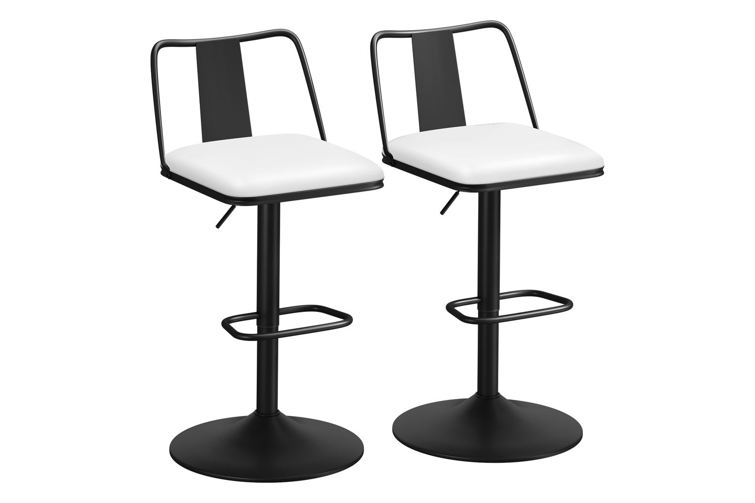 Alfordson Bar Stools Set Of 2 | Faux Leather | Height Adjustable | White