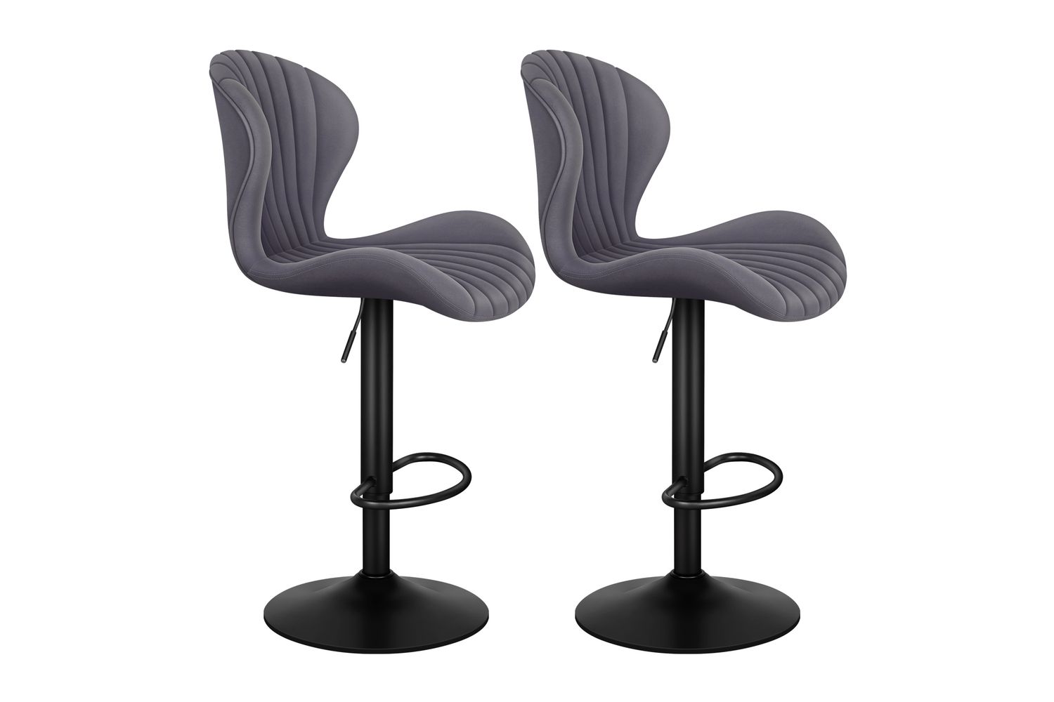 Alfordson Bar Stools Set Of 2 | Swivel Bar Chairs | Faux Leather Grey | Adjustable Height