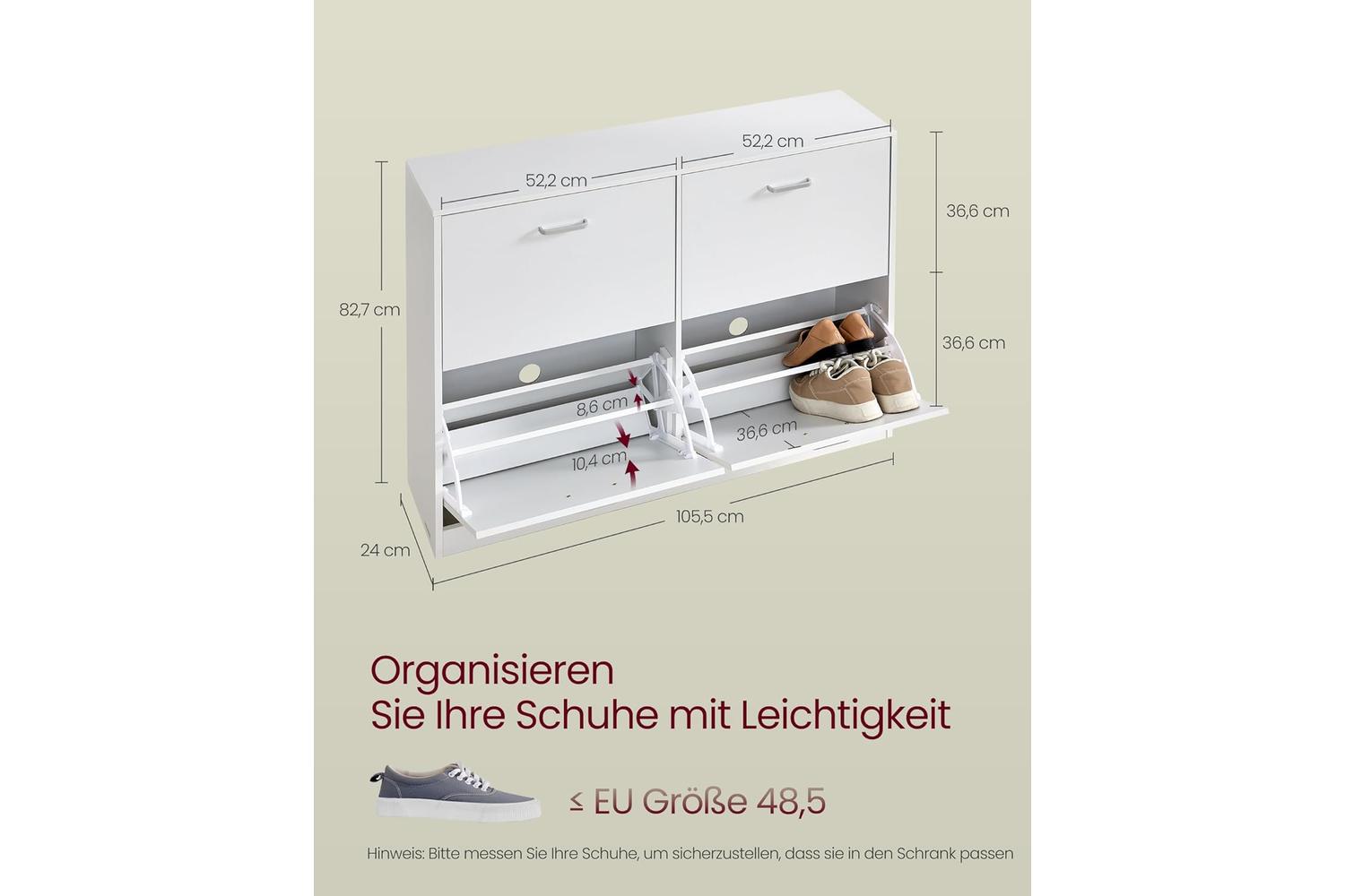 Shoe Cabinet | Shoe Storage Unit | Particleboard | 24 X 105.5 X 82.7 Cm