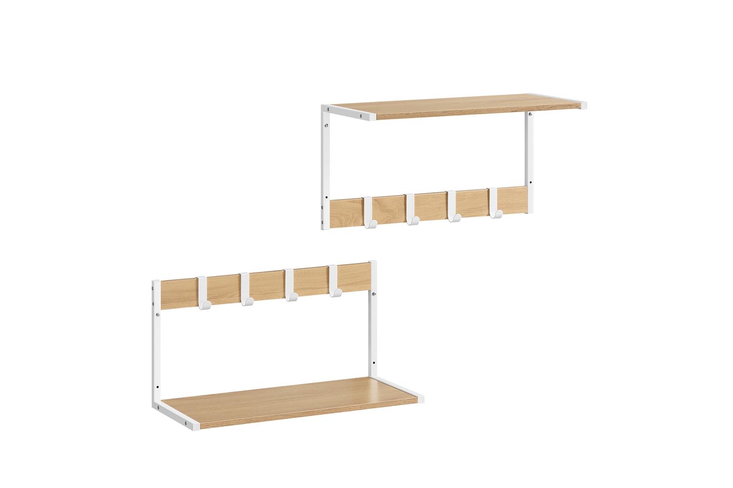 Vasagle Wall Shelf | Particleboard Steel | Oak White | 50 X 24.2 X 26.5cm