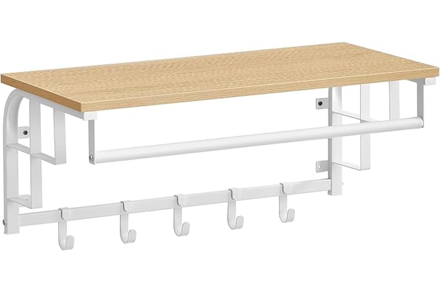 Vasagle Coat Rack | Particleboard And Steel | Golden Oak And Cloud White | 60 X 20 X 33 Cm