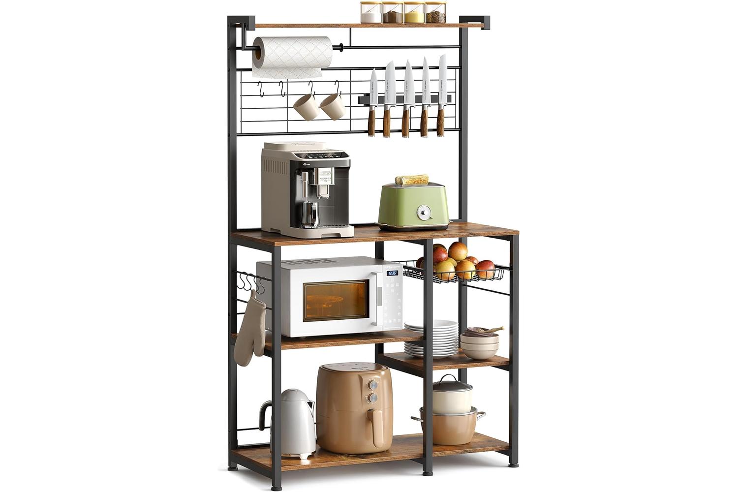 Kitchen Shelf | Kitchen Storage Unit | Wood Chipboard And Steel | 42 X 90 X 167.3 Cm