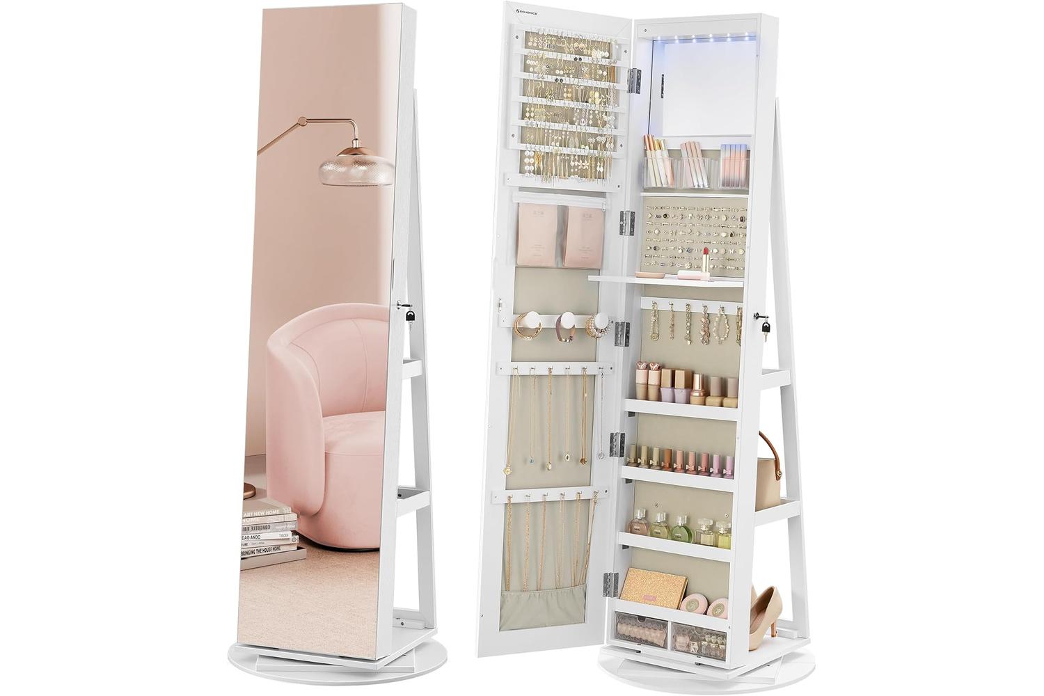 Songmics Jewelry Cabinet | Freestanding Organizer | Mdf & Velvet | Tall
