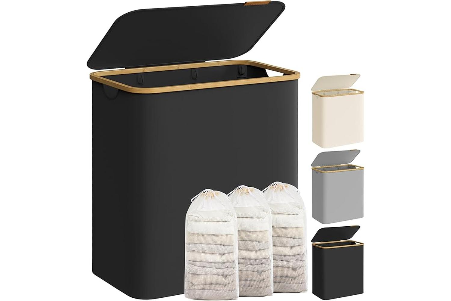 Laundry Hamper | Laundry Basket | Oxford Fabric & Bamboo | 60 X 38.5 X 70.5 Cm