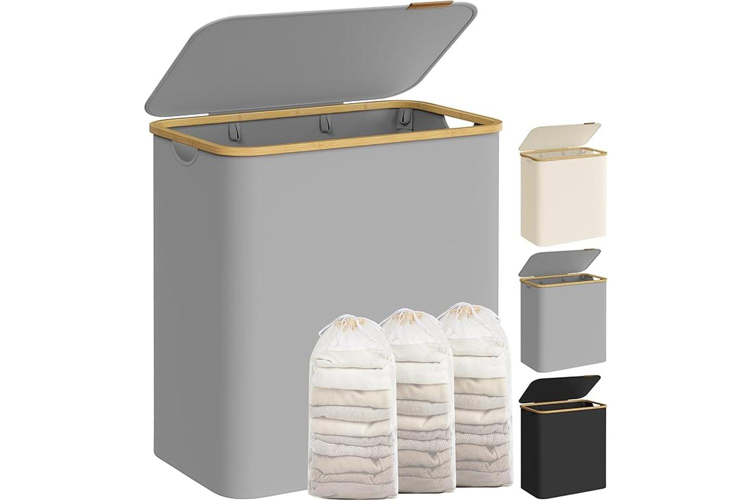 Laundry Hamper | Laundry Basket | Oxford Fabric & Bamboo | 60 X 38.5 X 70.5 Cm