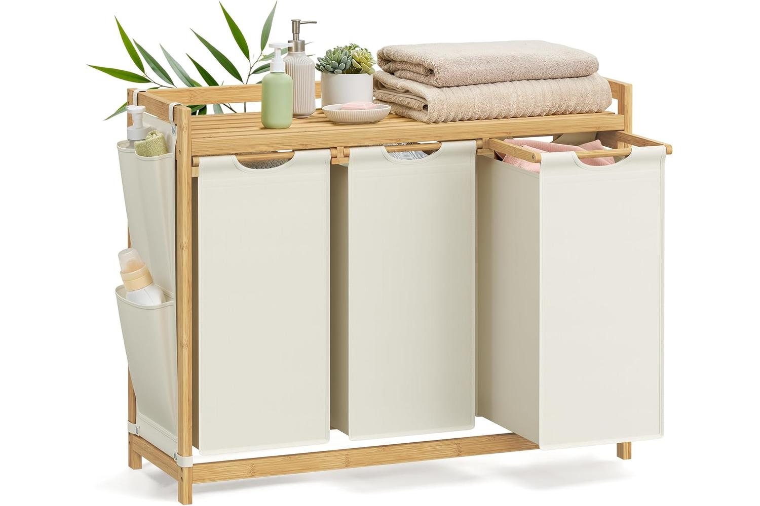 Laundry Basket | Laundry Storage | Bamboo & Oxford Fabric | Large