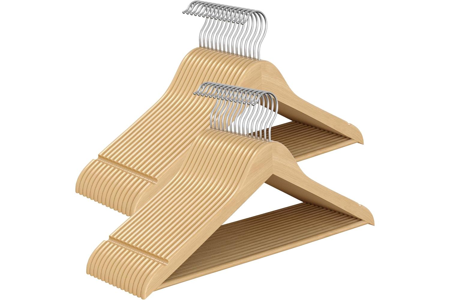 Wood Hangers | Clothes Hangers | Birch Wood | 43 X 21 Cm