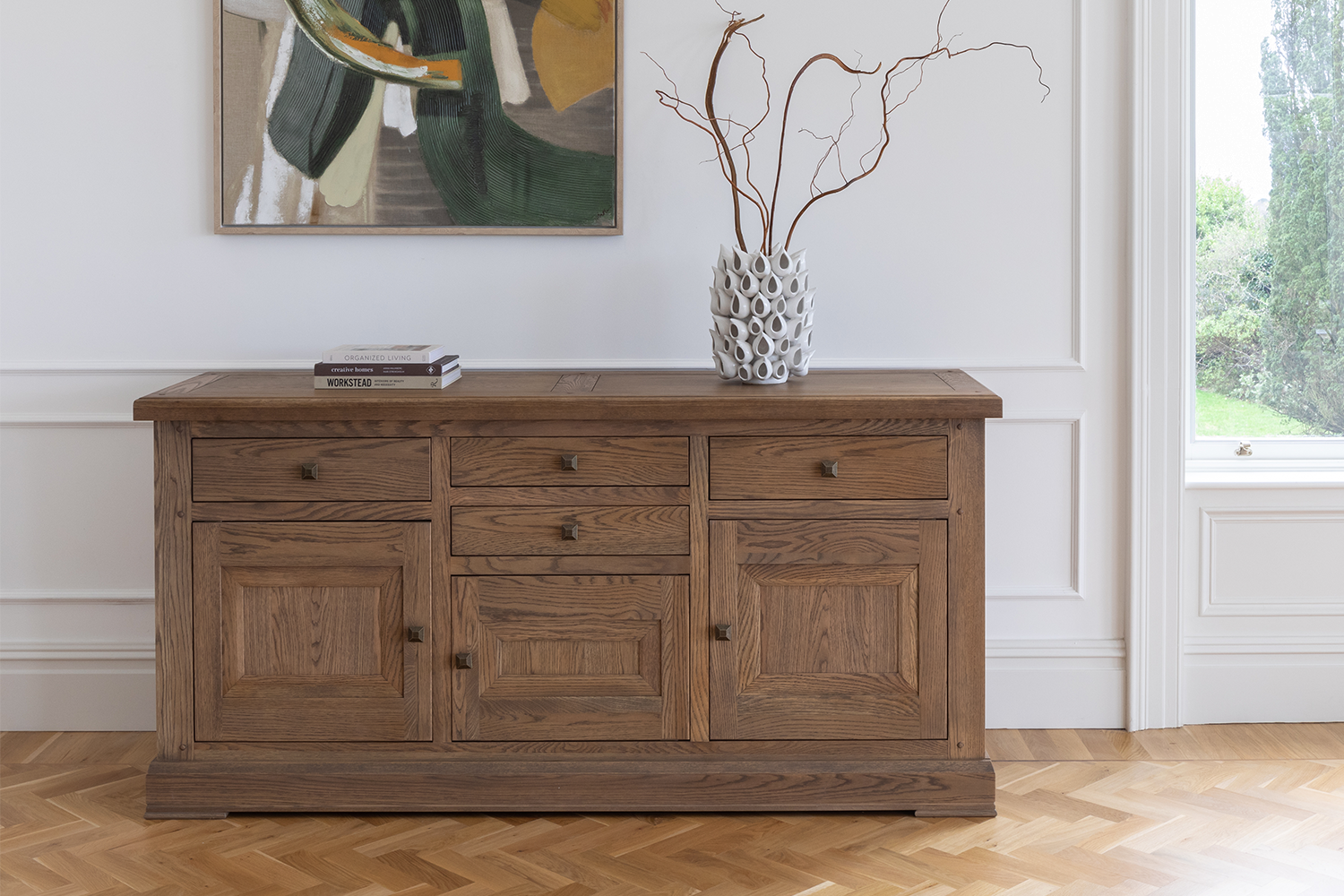 Monastery 3 Door Sideboard | Grey Oil
