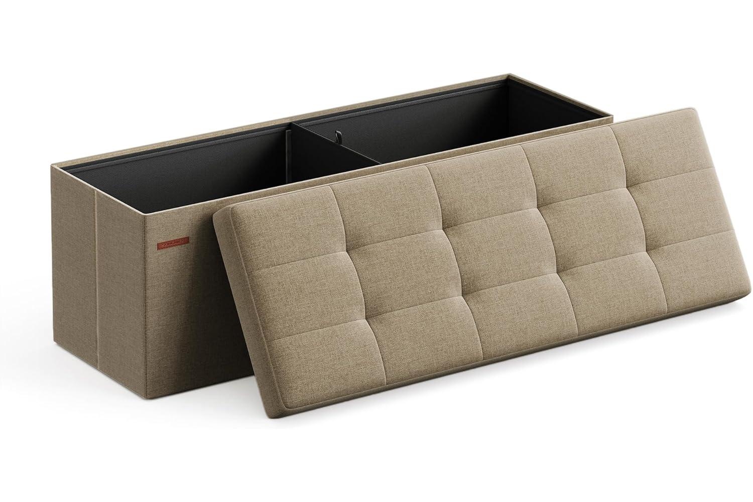 Storage Ottoman | Storage Bench | Linen-look Fabric | 110cm