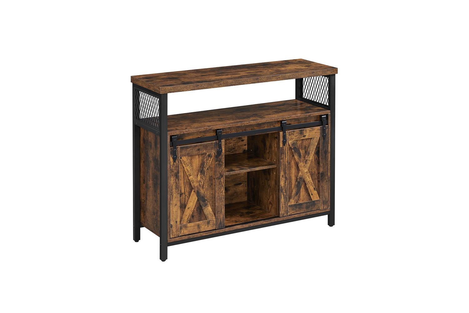 Vasagle Storage Cabinet | Particleboard And Steel | Rustic Brown And Black | 100x33x80 Cm