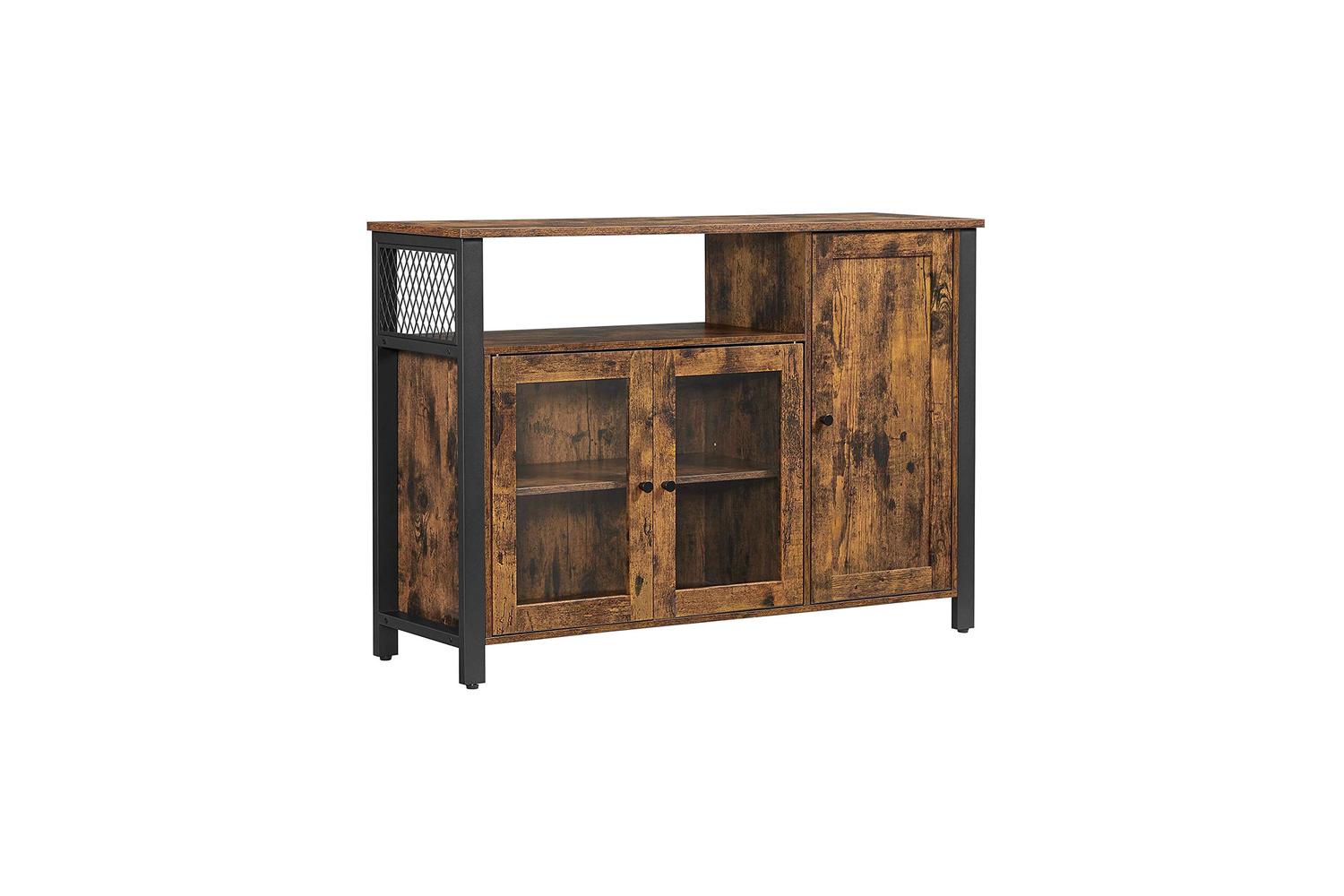 Vasagle Storage Cabinet | Particleboard And Steel | Rustic Brown And Black | 110 X 33 X 75 Cm