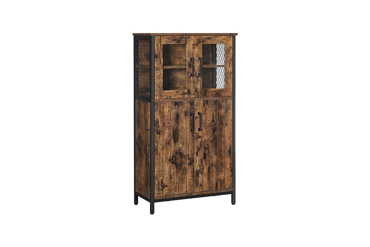 Vasagle Storage Cabinet | Particleboard Steel Glass | 60 X 30 X 108 Cm