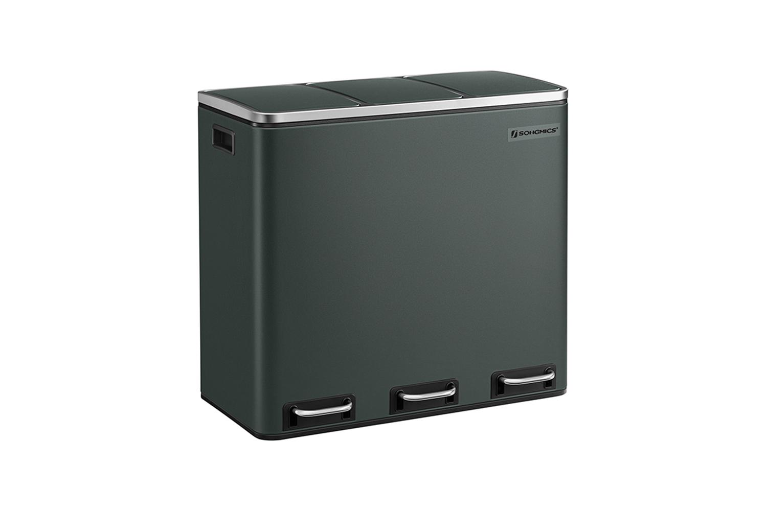 Songmics Garbage Can | Rubbish Bin | Steel & Plastic | 61.5 X 31.5 X 56 Cm