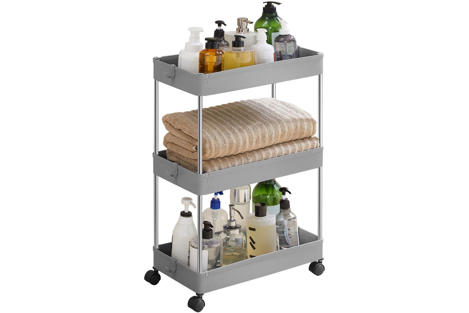 Kitchen Storage Rack | Storage Trolley | Stainless Steel & Pp Plastic | 23.6 X 42 X 60.6 Cm
