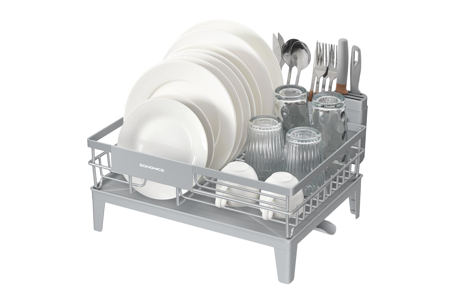 Songmics Dish Rack | Kitchen Dish Drainer | Steel & Plastic | 31 X 42 X 18.5 Cm