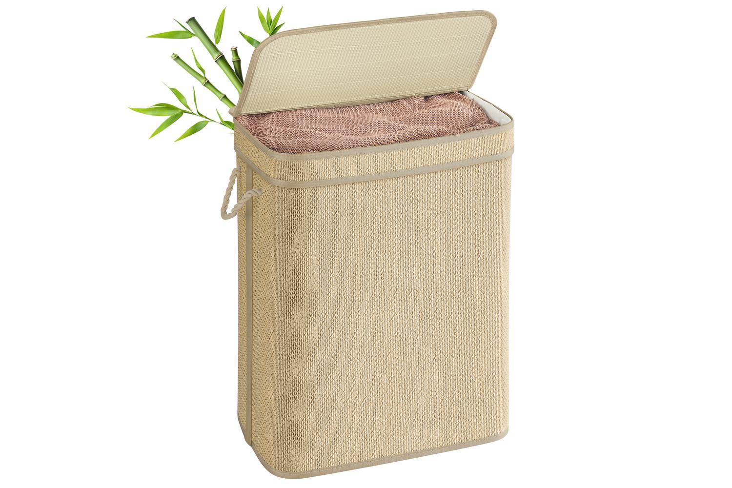 Laundry Hamper | Laundry Basket | Bamboo &amp; Metal | 90 Litre