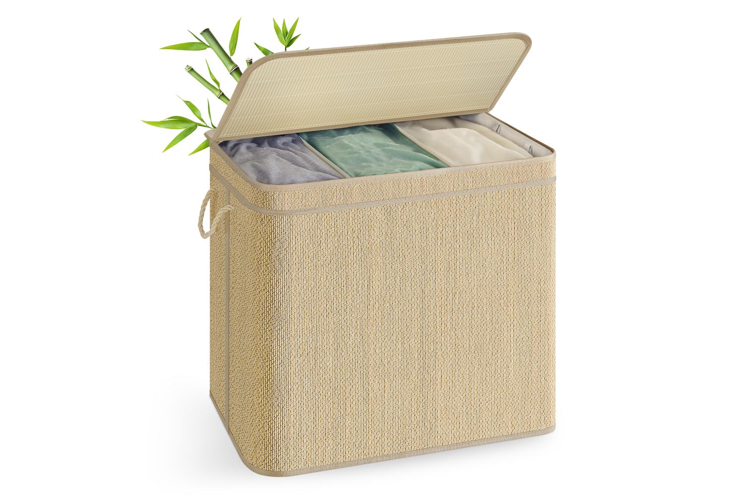 Laundry Hamper | Laundry Basket | Bamboo &amp; Metal | 170 Litre