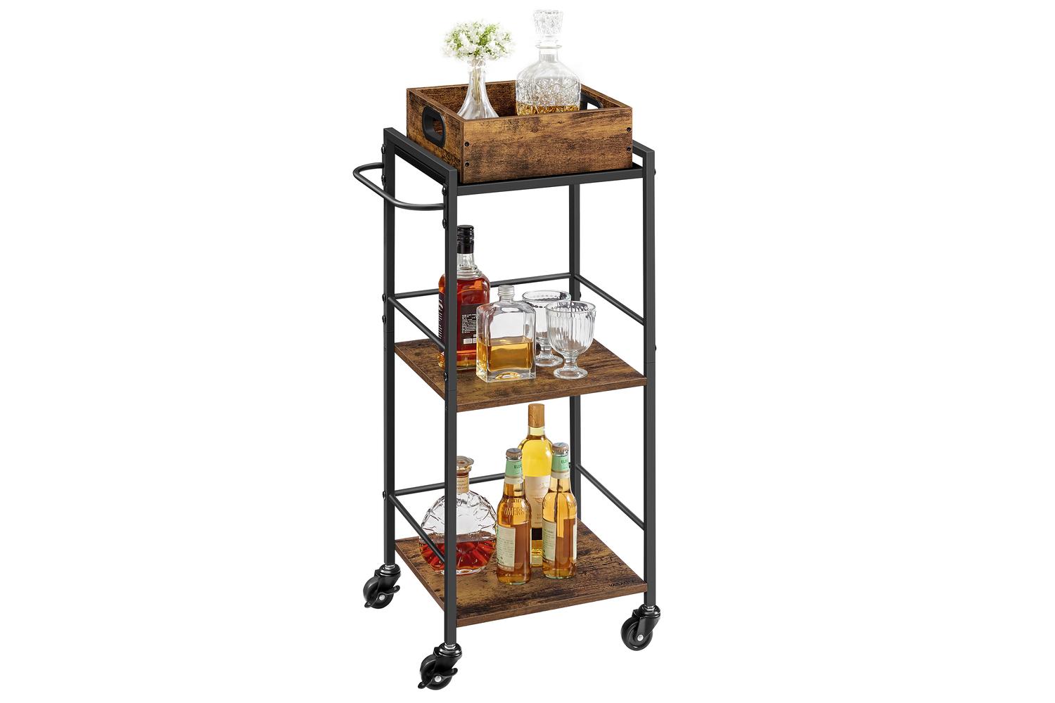 Vasagle Serving Cart | Trolley | Vintage Brown And Black | Three Shelves