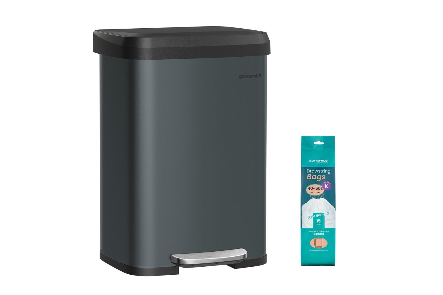 Songmics Trash Can | Pedal Bin | Steel | 50 L