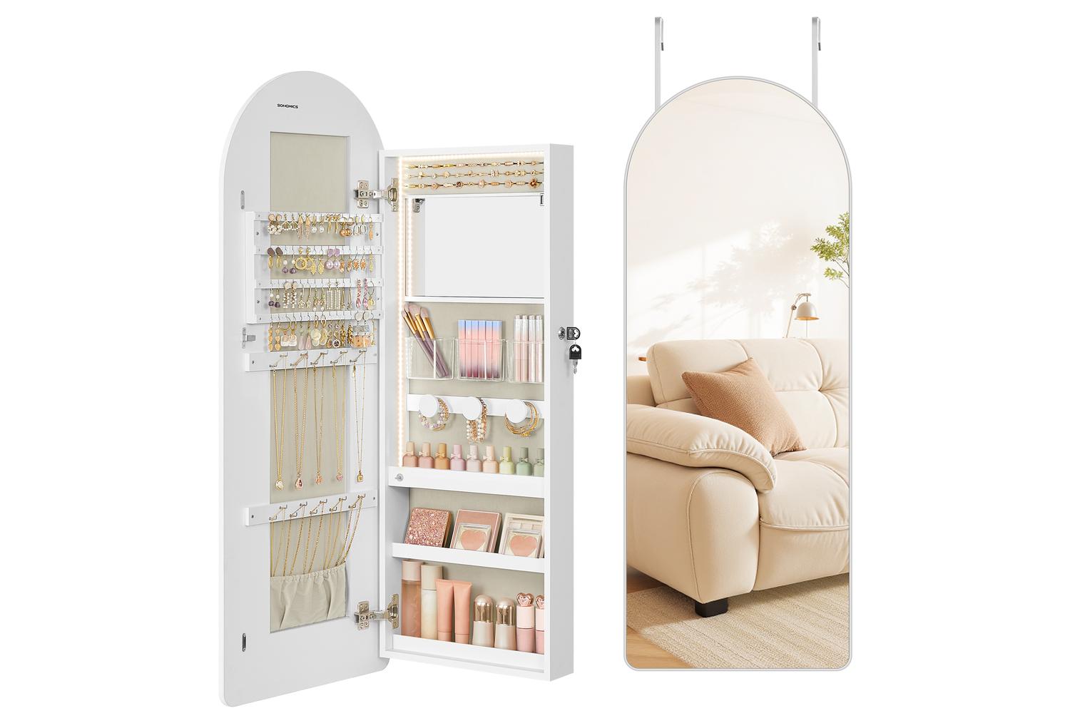 Jewelry Cabinet | Jewelry Armoire | Mdf And Glass | 42 Cm Wide