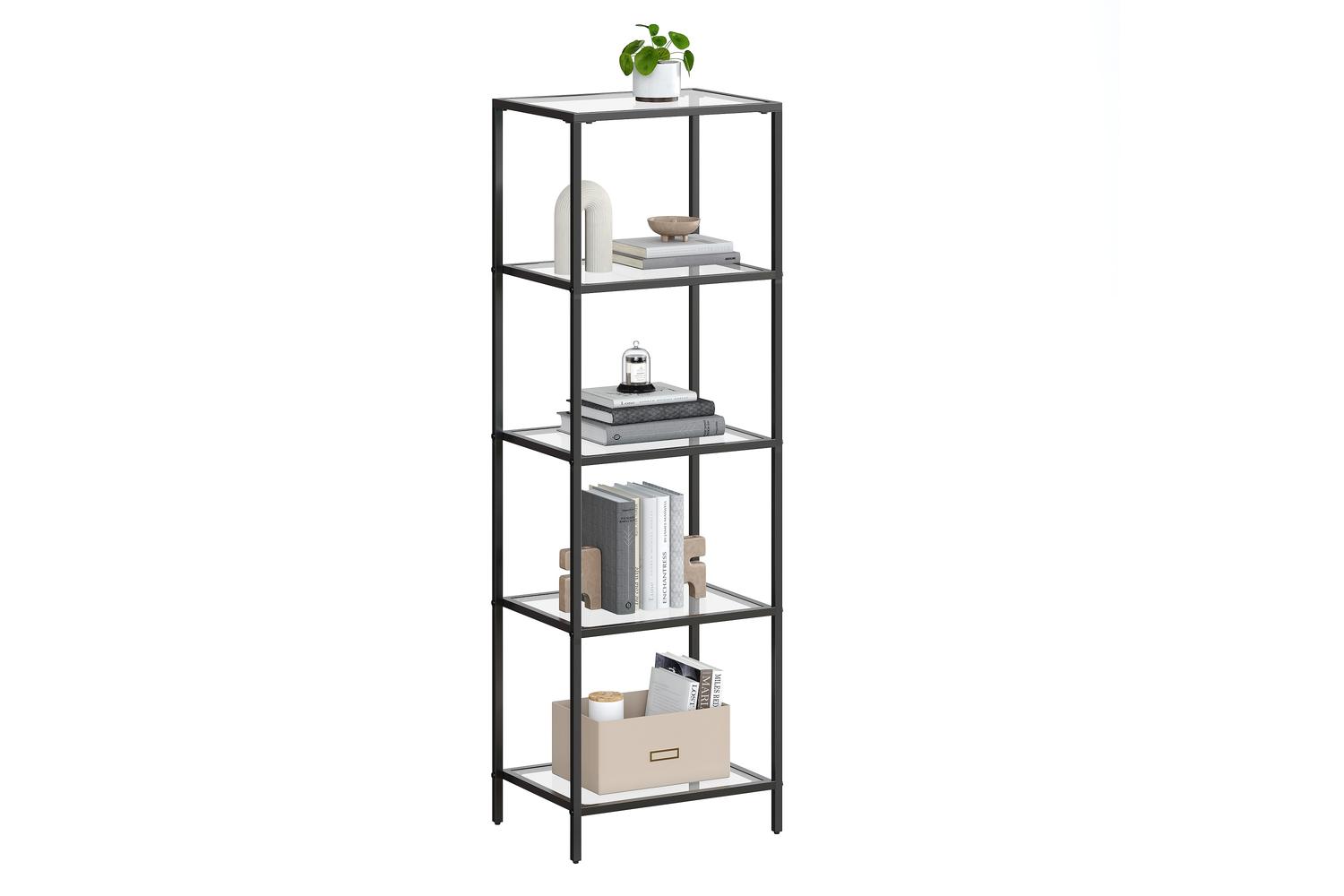 Vasagle Storage Rack | 5-tier | Tempered Glass & Steel | 30 X 40 X 124.5 Cm