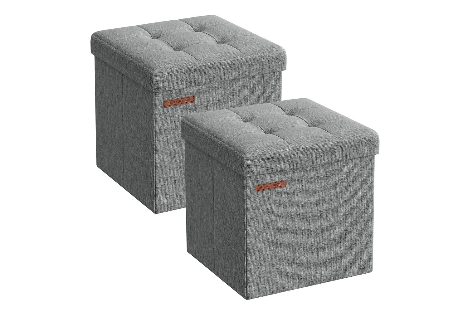 Storage Ottoman | Storage Box | Linen-look Fabric | 30 X 30 X 30 Cm