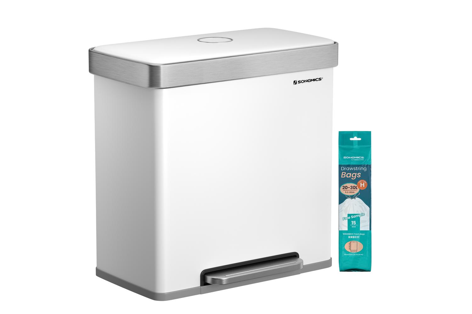 Songmics Trash Can | Pedal Bin | Stainless Steel | 2 X 30 Litre