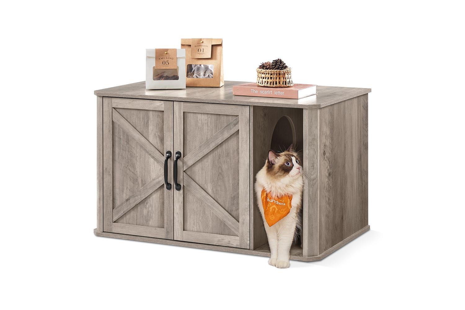 Cat Litter Box Enclosure | Cat Litter Box Cabinet | Particle Board | 59 X 45 X 47 Cm