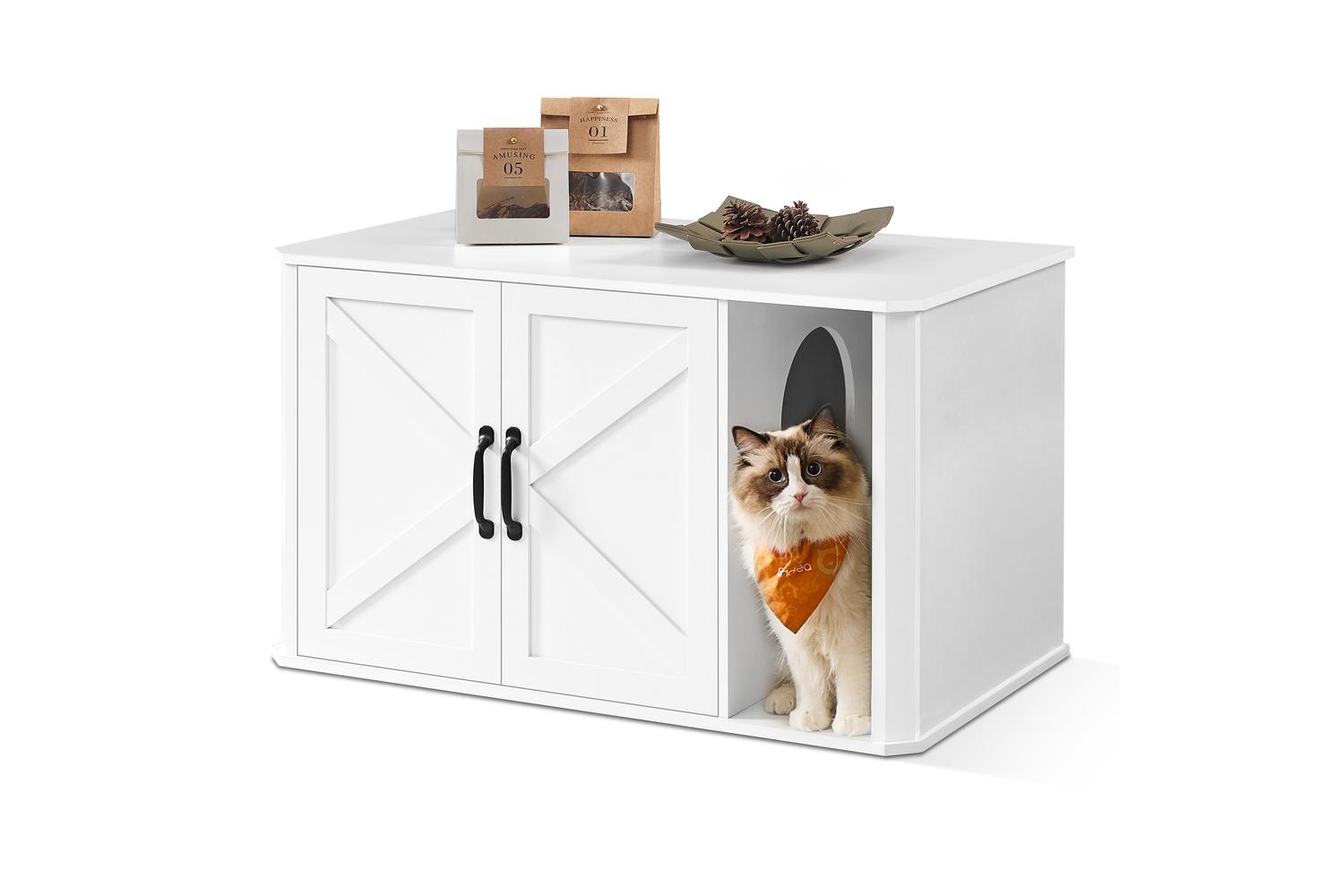 Cat Litter Box Enclosure | Cat Litter Box Cabinet | Particle Board | 59 X 45 X 47 Cm