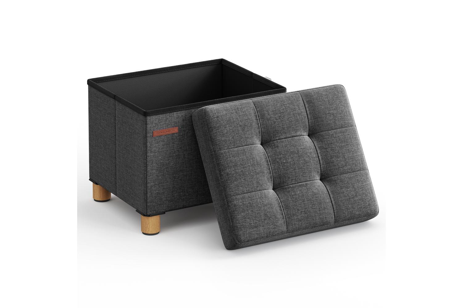 Storage Ottoman | Storage Box | Faux Linen | 32 Litre