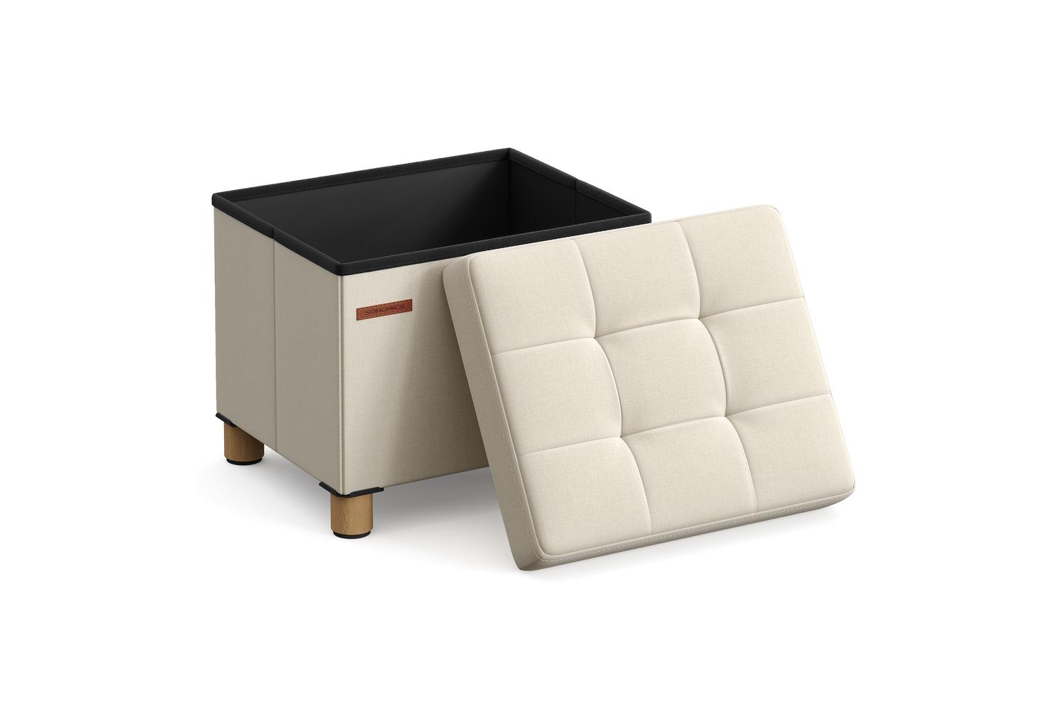 Storage Ottoman | Storage Unit | Linen-look Fabric | 32 Litre