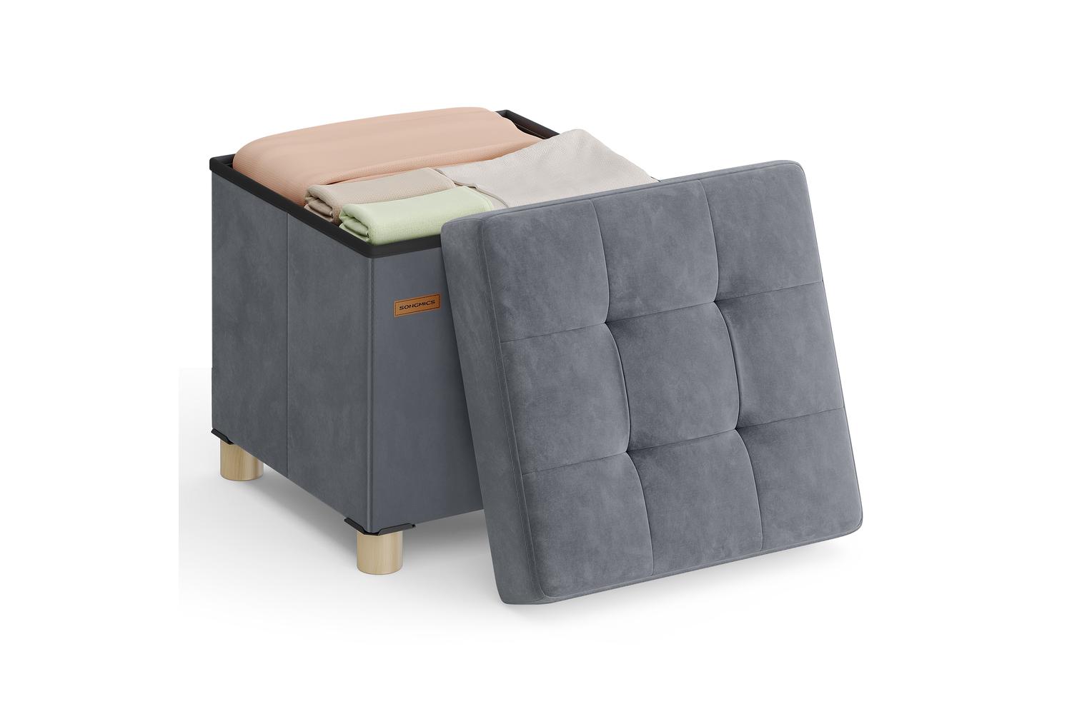 Songmics Ottoman | Velvet Storage Footstool | 37l Capacity | 38 X 38 X 40cm