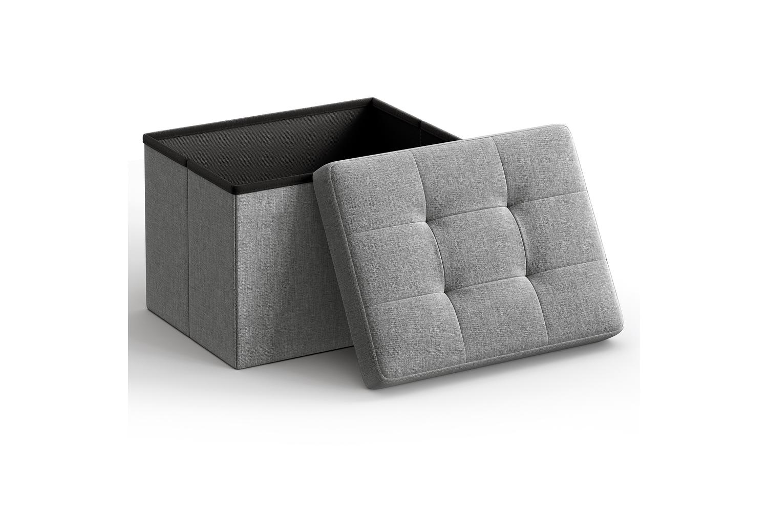 Storage Ottoman | Storage Box | Faux Linen | 31 X 41 X 31 Cm