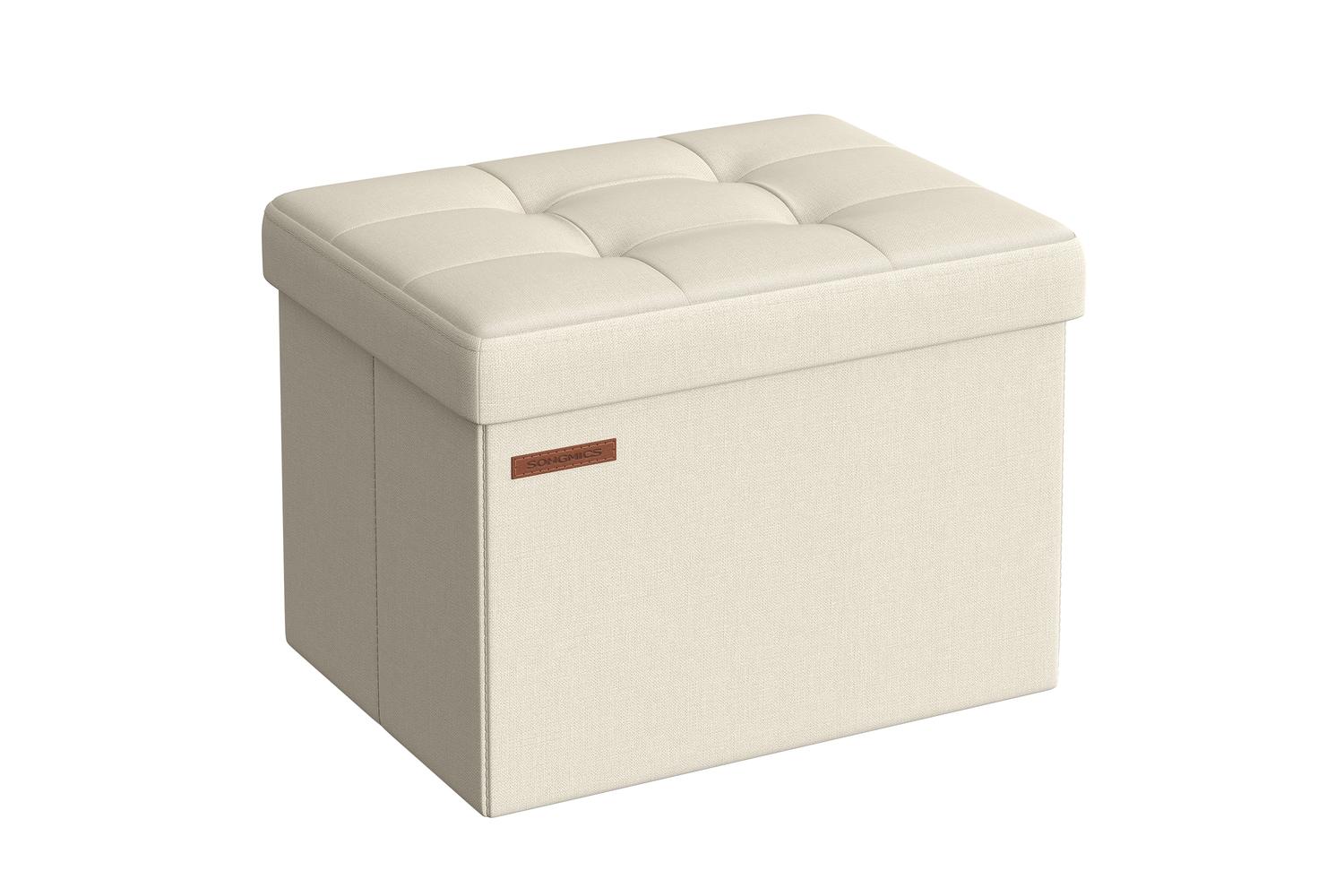 Storage Ottoman | Storage Box | Faux Linen | 31 X 41 X 31 Cm