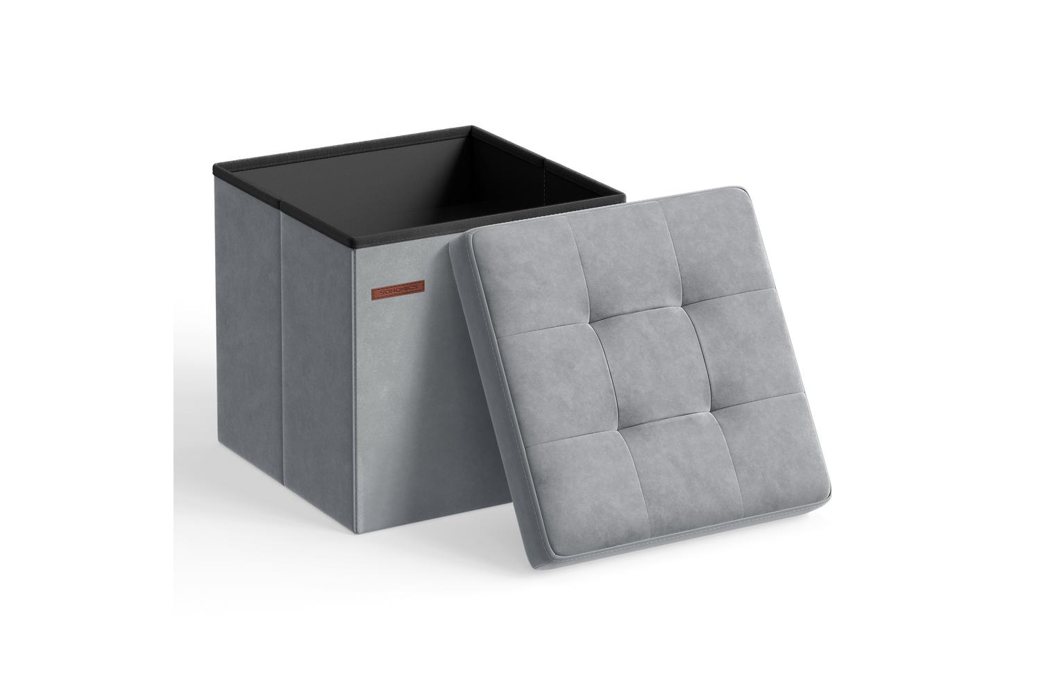 Storage Ottoman | Storage Box | Linen-look Fabric | 38 X 38 X 38 Cm