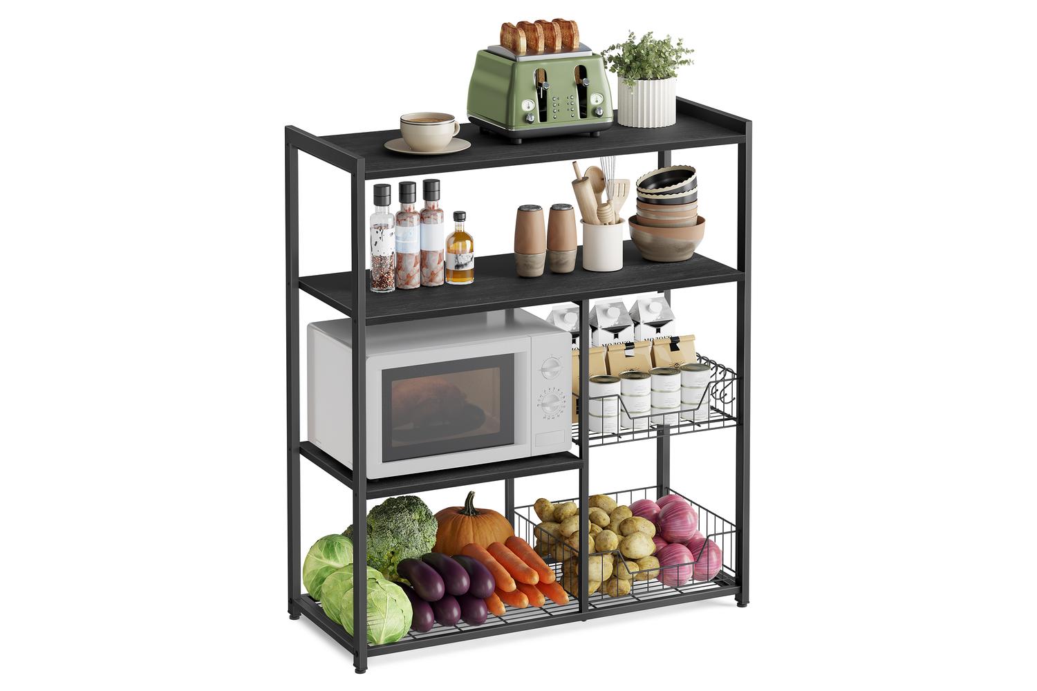 Kitchen Shelf | Kitchen Storage Shelf | Steel & Wood | Multi-tier
