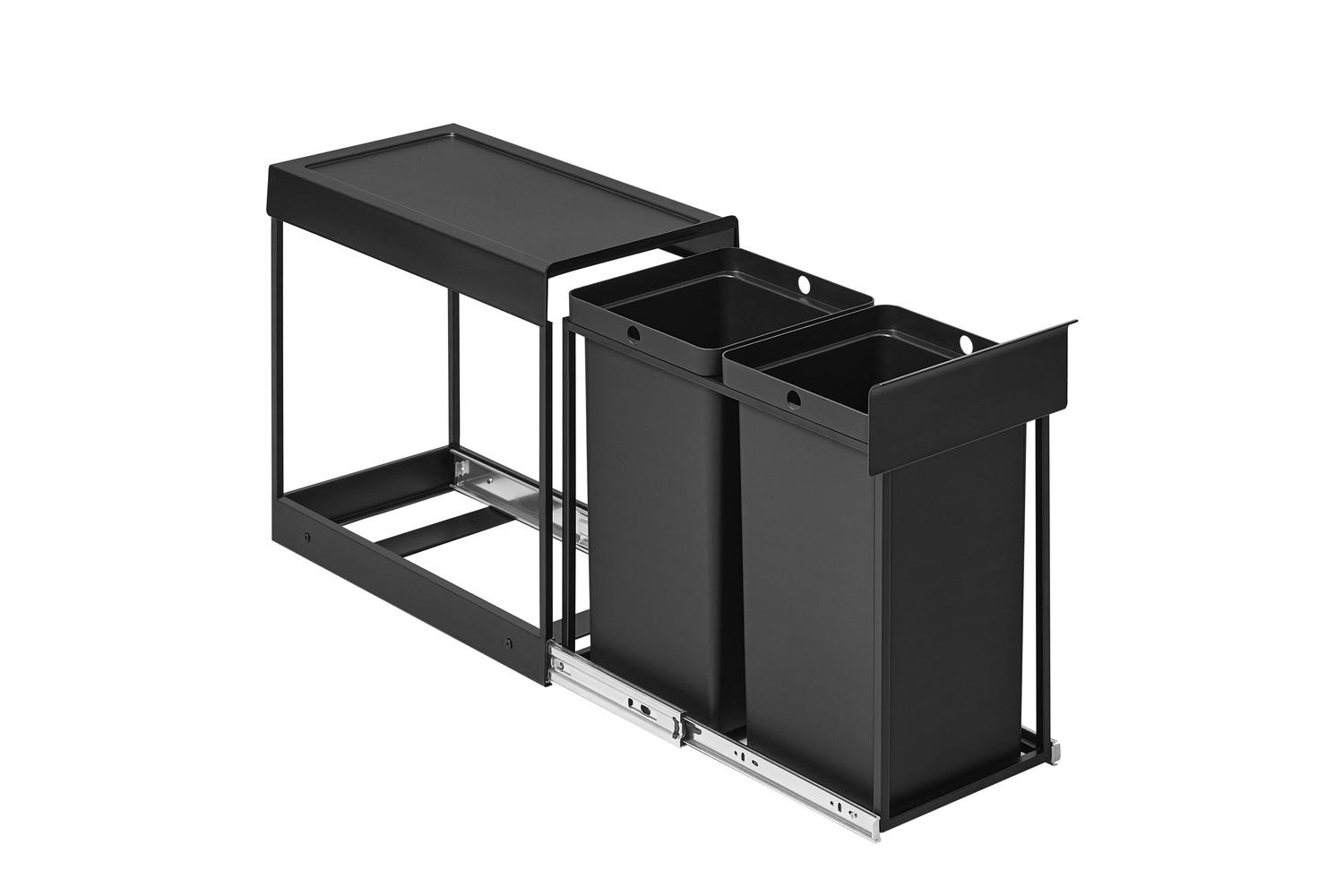 Songmics Pull Out Kitchen Bin | Double Compartment | Abs Plastic | 30 Litre