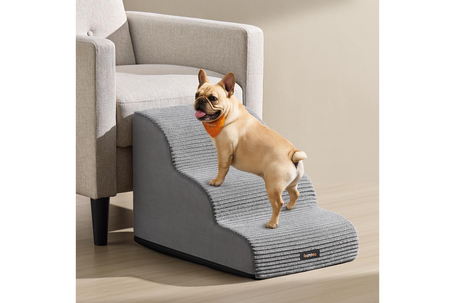 Pet Steps | Pet Stairs | Faux Suede And Corduroy | 57 X 40 X 40 Cm