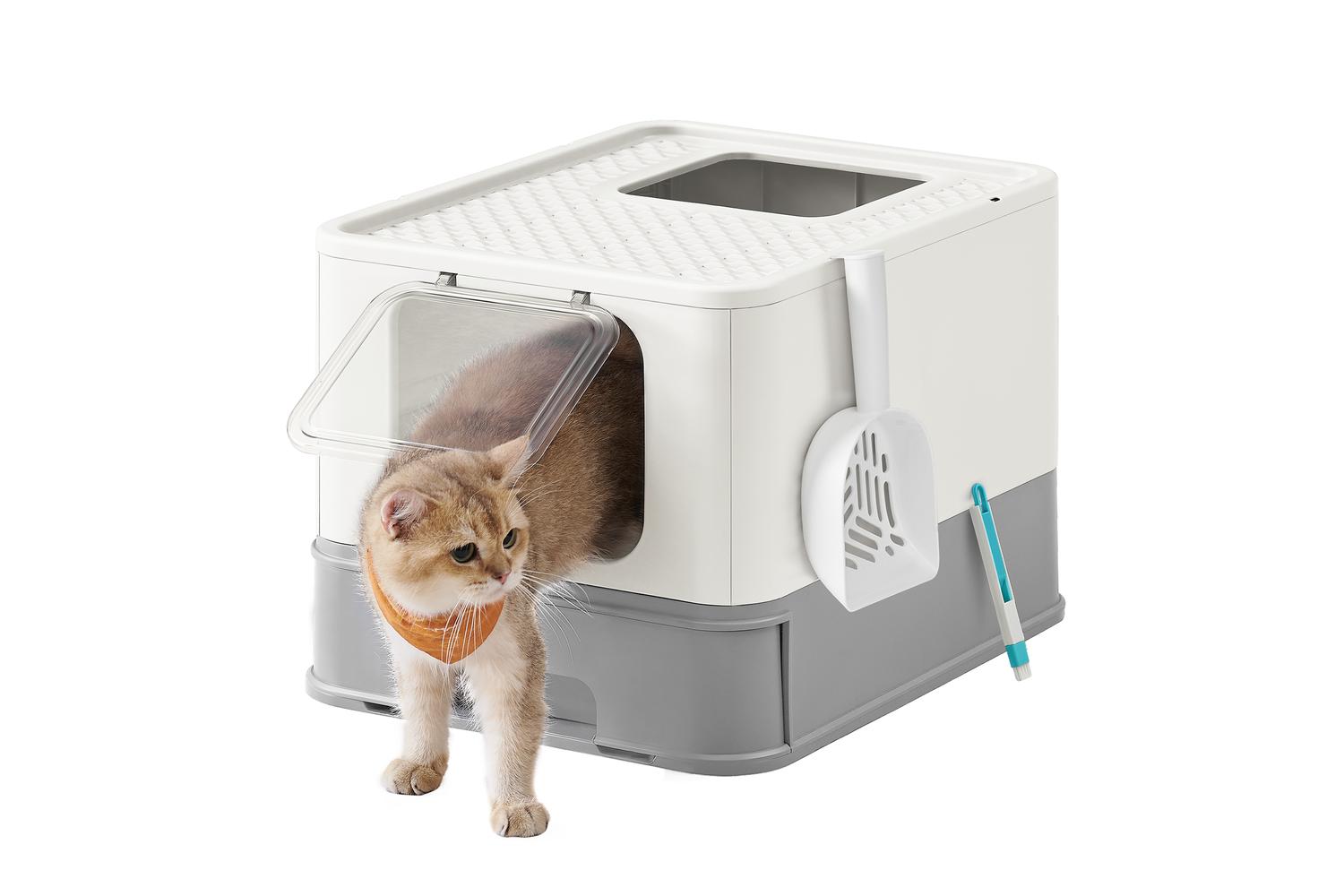 Foldable Pull-out Cat Litter Box | Cat Litter Box | Plastic | Large