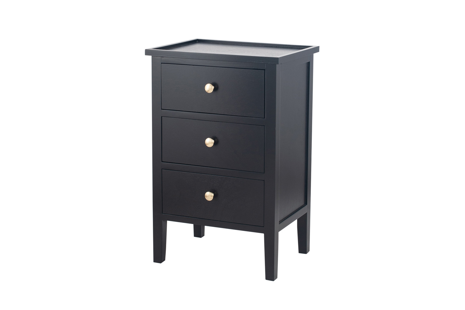 Satin Bedside Locker | 3 Drawer | Black