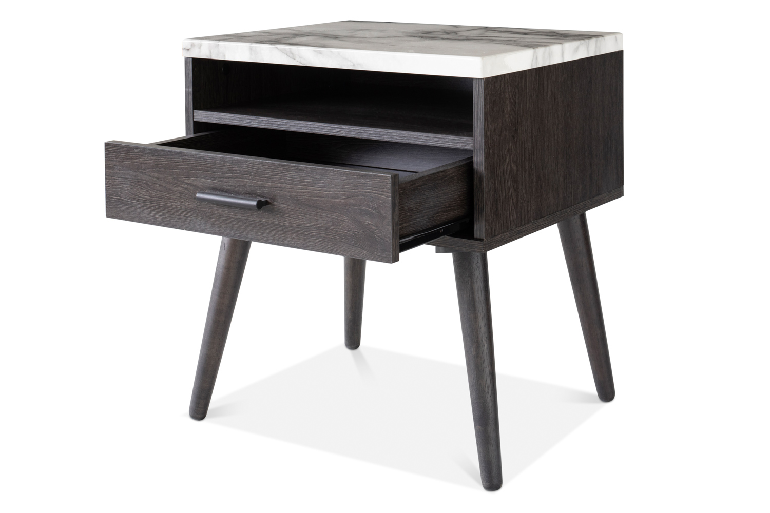 Aspen Bedside Table | 1 Drawer | Marble Effect Top