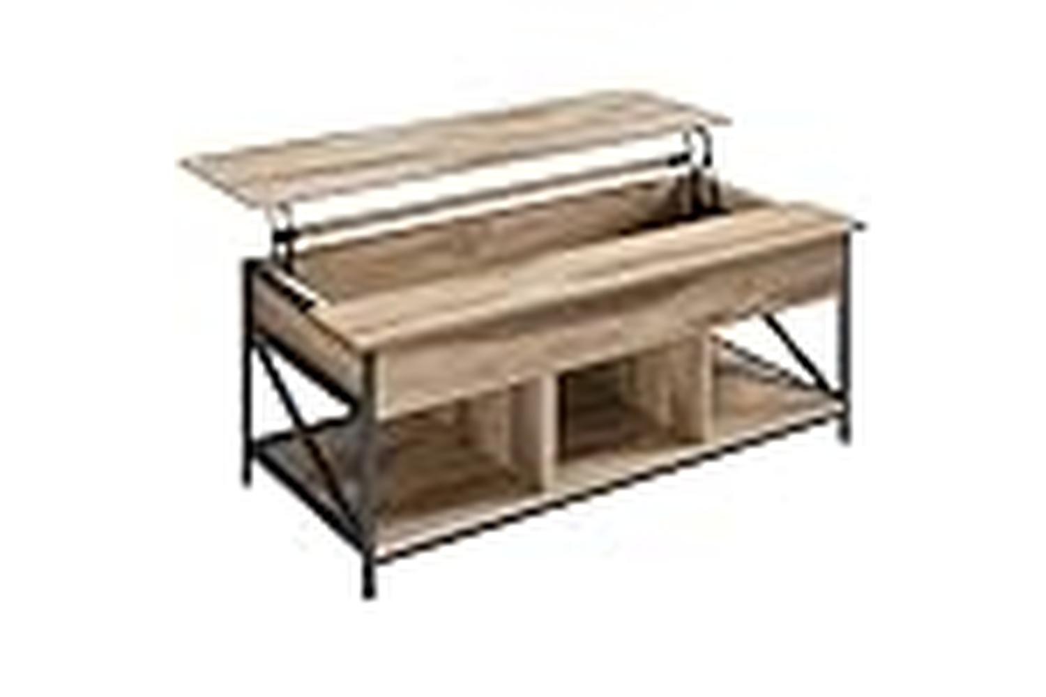 Vasagle Coffee Table | Steel & Particleboard | Camel Brown & Black | 120 X 60 X 48-62 Cm