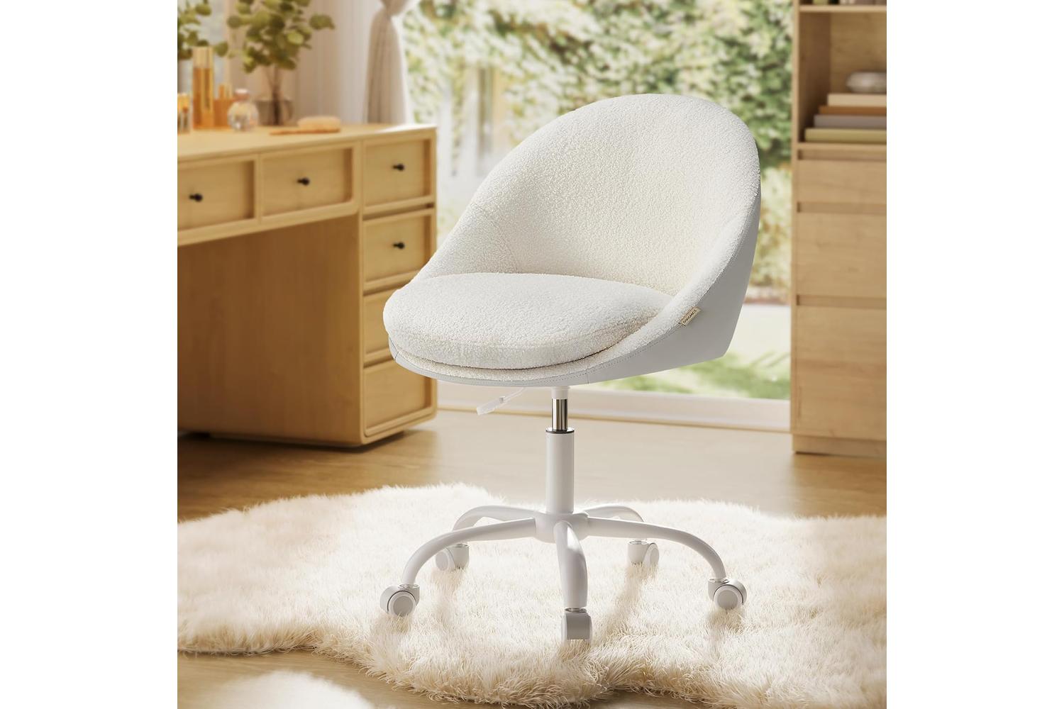 Office Chair |  Velvet | Cappuccino Beige-cloud White | Adjustable Height