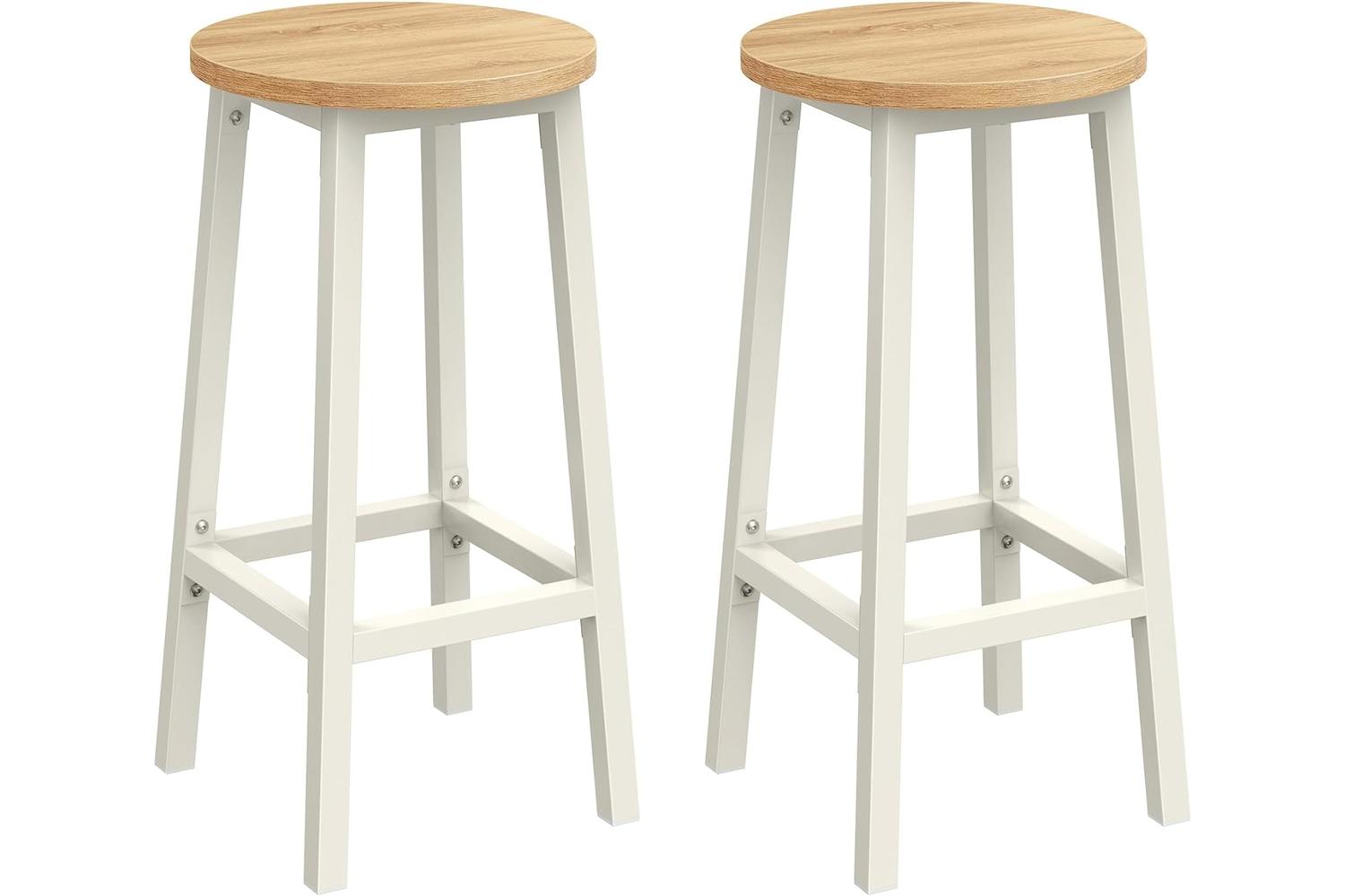 Vasagle Bar Stool | Classic Style | Beige And White Oak | 65h Cm