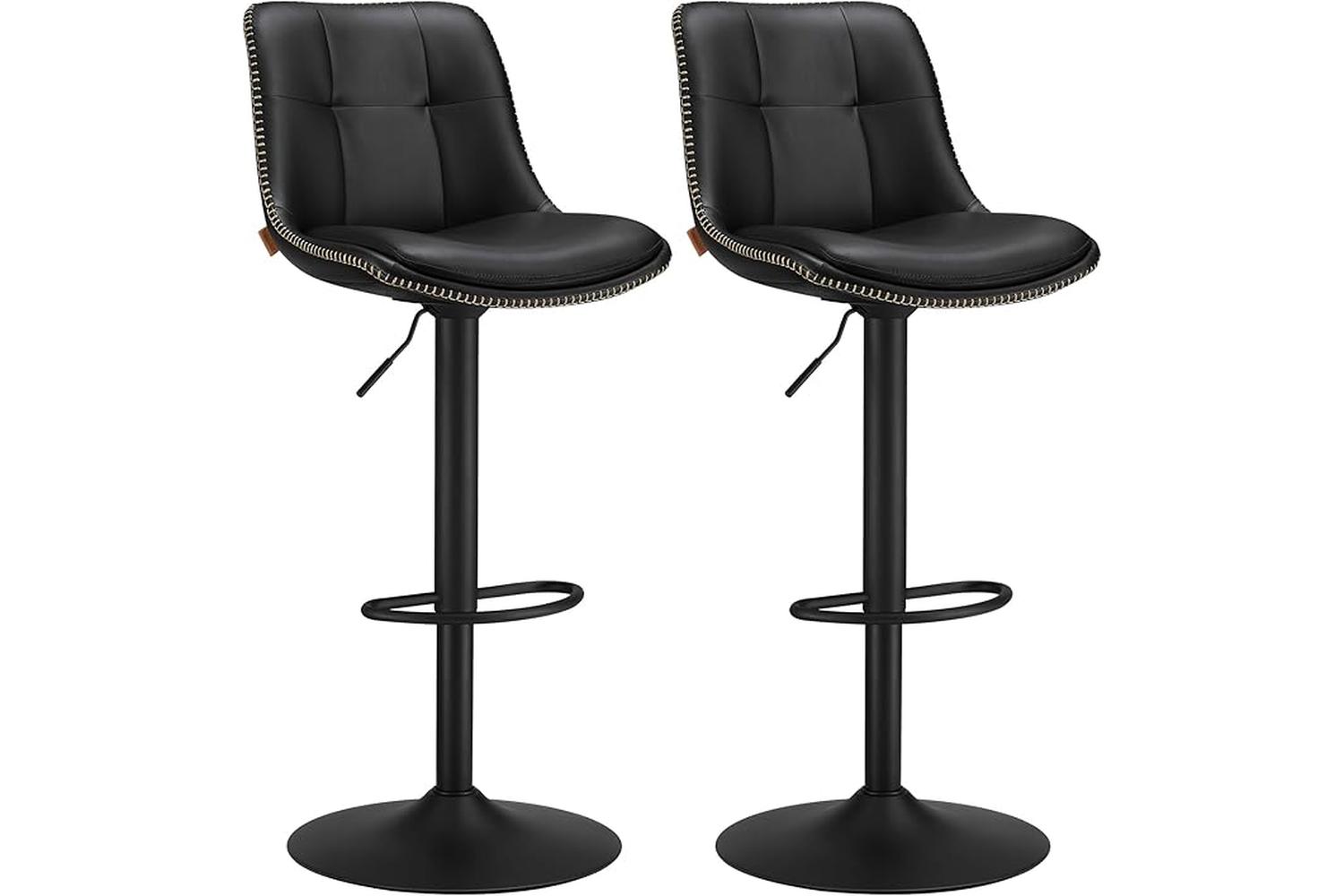 Vasagle Bar Stools | Pu Leather | Adjustable Height | Ink Black