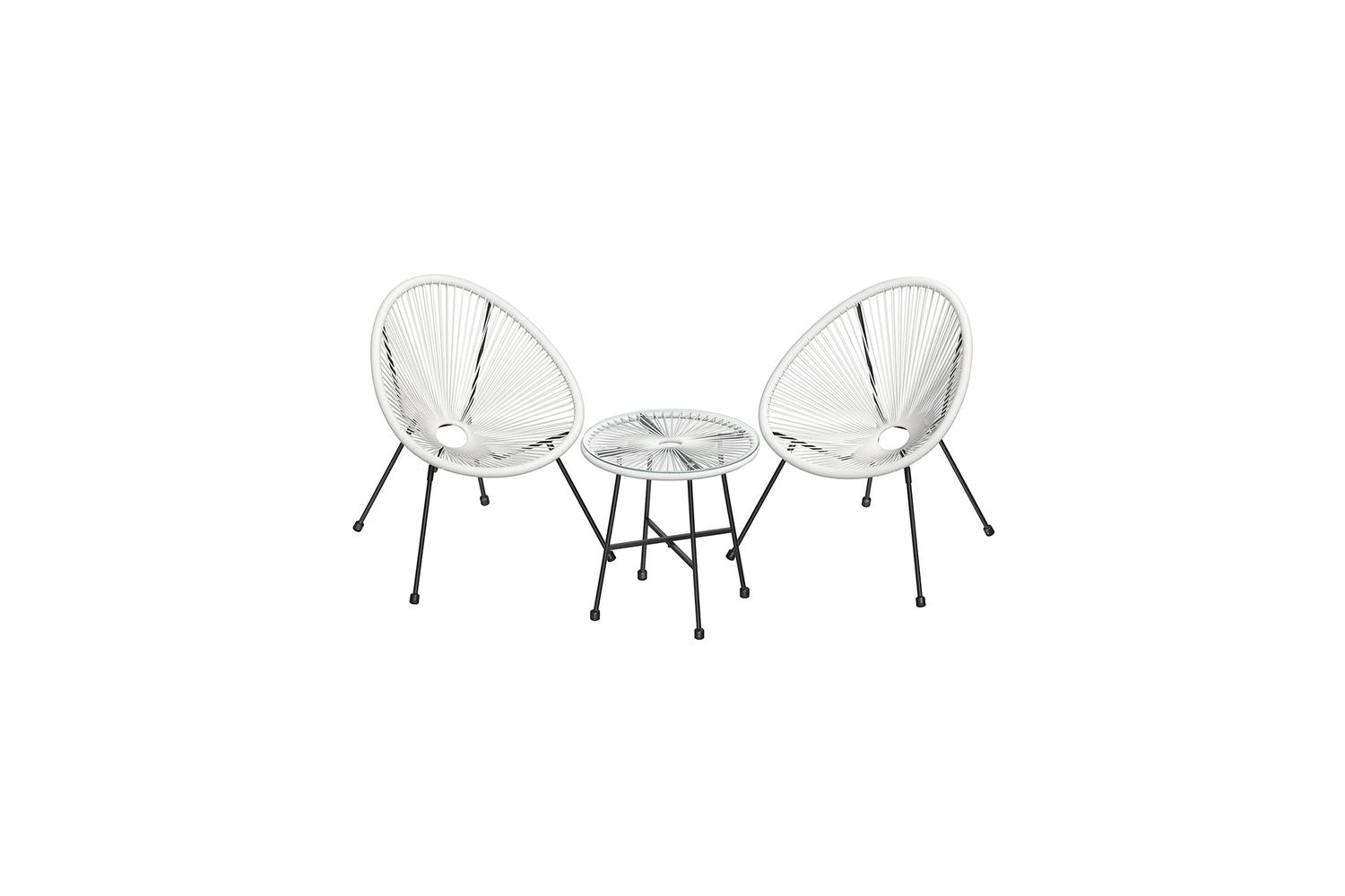 Garden Furniture Set | Outdoor Lounge Set | Polyethylene | White