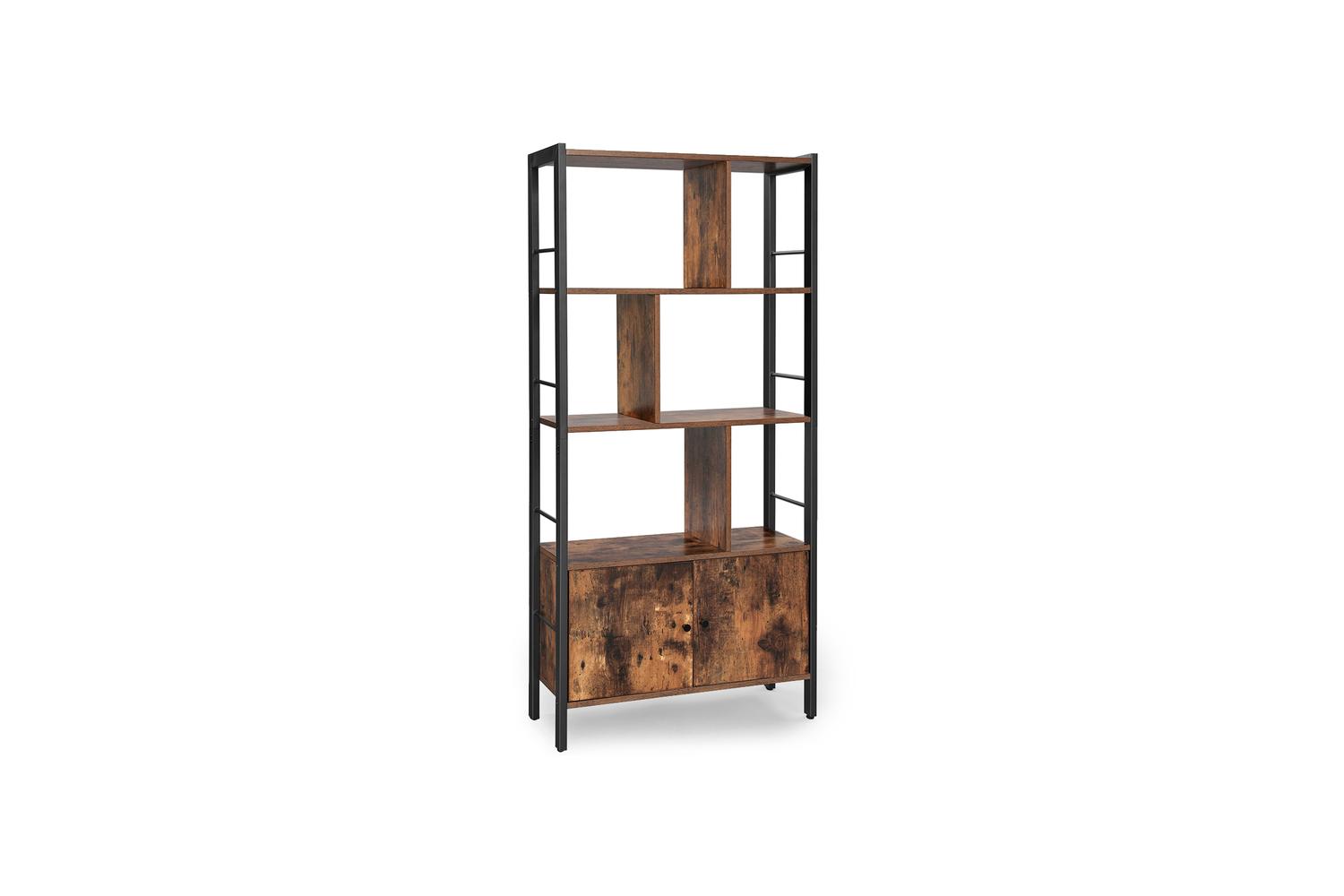 Vasagle Bookcase | Particleboard And Steel | Rustic Brown | 74 X 30 X 154.5 Cm
