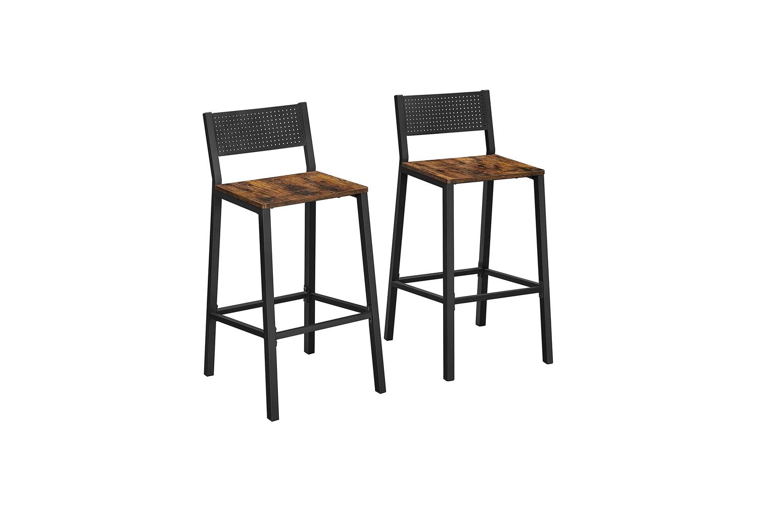 Vasagle Bar Stool | Particleboard And Steel | Rustic Brown And Black | 43.1 X 50.7 X 97.2 Cm