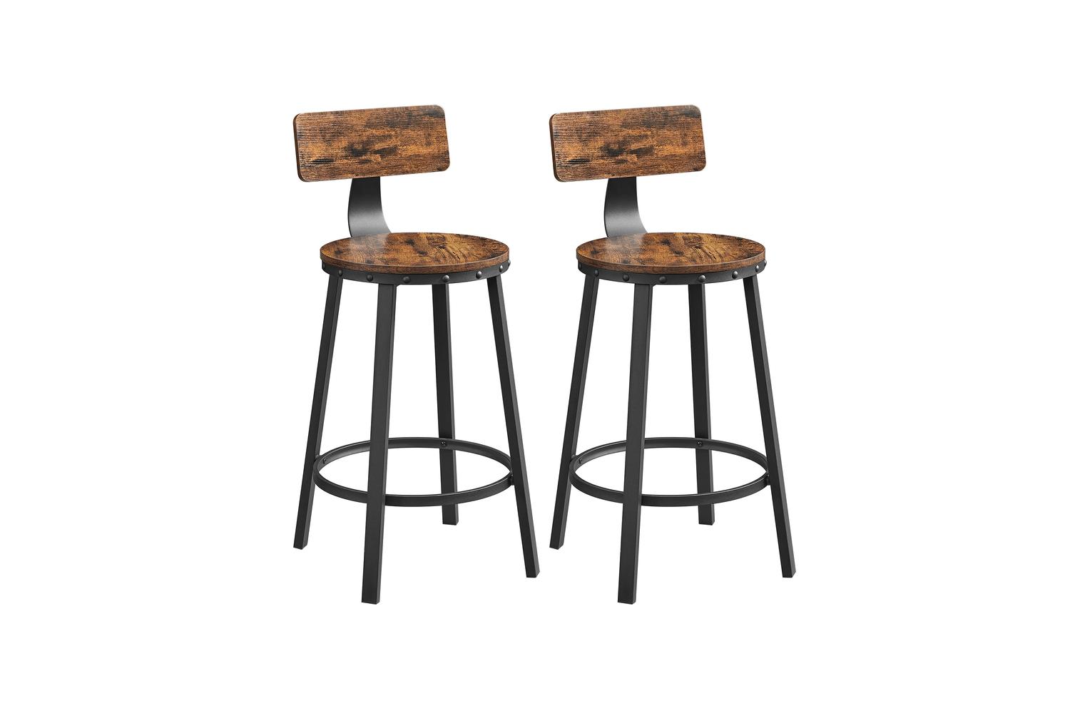 Vasagle Bar Stool | Particleboard And Steel | Rustic Brown | 50.6 X 88.5 Cm